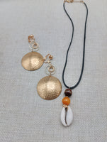 Women Jewelry Set Necklace Earrings Handmade Statement Gift Gold Tone Cowrie Bohemian Minimalist