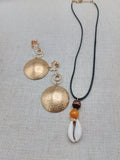 Women Jewelry Set Necklace Earrings Handmade Statement Gift Gold Tone Cowrie Bohemian Minimalist