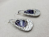 Amethyst Earrings Wire Wrapped Women Antique Silver Jewelry Dangle Unique