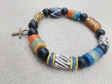 Men Bracelets African Jewelry Beaded Ankh Stretch Handmade Size 8