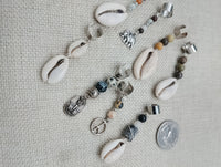 Locs Hair Jewelry Set of 8 Cowrie African Elephants Natural Stone Accessories Braids Twist Dreads Unisex