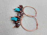 Turquoise Elephant Earrings Beaded Copper Jewelry Women