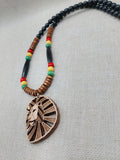 Wooden Lion Necklace Beaded Men Rasta Ghana Unisex Red Black Green Yellow Handmade