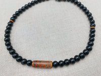 Men Necklace Agate Stone Beaded Black Jewelry