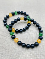 Bracelet Beaded Jamaican Flag Inspired Green Yellow Black Jewelry Handmade
