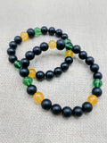 Bracelet Beaded Jamaican Flag Inspired Green Yellow Black Jewelry Handmade