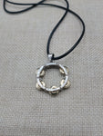 Tambourine Necklace Silver Gold Tone Black Cord Church Jewelry Music Church