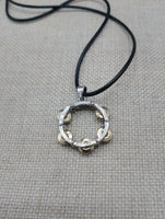 Tambourine Necklace Silver Gold Tone Black Cord Church Jewelry Music Church