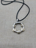 Tambourine Necklace Silver Gold Tone Black Cord Church Jewelry Music Church