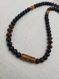 Black Brown Beaded Necklace for Him Agate Men Jewelry Gift for Him