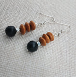 Women Earrings Black Brown Small Dangle Beaded Jewelry Silver