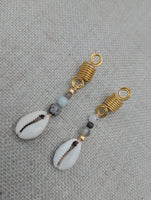 Hair Jewelry Gold Women Stone Beaded Cowrie Braids locs Twist Set of 2