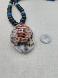African Necklace Men Large Cowrie Shell Jewelry Black Blue Statement Beaded Ethnic