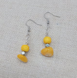 Yellow Earrings Stone Silver Dangle Drop Jewelry Handmade Women