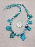 Turquoise Elephant Jewelry Necklace Beaded Women Silver Fashion Statement