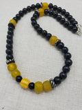 Men Necklace Yellow Black Beaded Handmade Gift Idea Birthday Father's Day