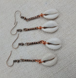 Cowrie Earrings Copper Jewelry Women Long Dangle Ethnic