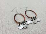 Women Leather Brown Dangle Silver Charm Pendant Earrings Boho Jewelry