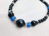 Men Necklace Black Blue White Beaded Jewelry Handmade Ethnic Statement