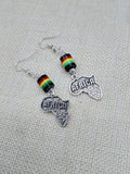 Africa Earrings Silver Women Jewelry Rasta Dangle