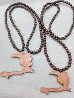 Haiti Necklace Wooden Pendant Brown  Jewelry Men Beaded