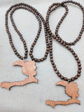 Haiti Necklace Wooden Pendant Brown  Jewelry Men Beaded