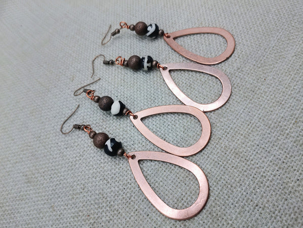Women Teardrop Copper Earrings Dangle Jewelry Fashion Statement