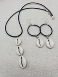 Cowrie Shell Women Jewelry Set Necklace Earrings Silver Dangle Gift Idea