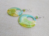 Bright Summer Blue Green White Earrings Women Fashion