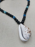 African Necklace Men Large Cowrie Shell Jewelry Black Blue Statement Beaded Ethnic