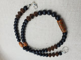 Black Brown Beaded Necklace for Him Agate Men Jewelry Gift for Him