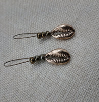 Cowrie Earrings Antique Gold Beaded Long Women Jewelry