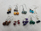 Small Women Beaded Earrings Set of 10 Jewelry Handmade Ethnic Silver Purple Green Red