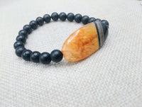 Women Bracelet Agate Black Beaded Jewelry Boho Stretch Handmade
