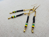 Jamaica Earrings Women Gold Long Beaded Jewelry Handmade Beaded Green Yellow Black