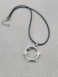 Tambourine Necklace Silver Gold Tone Black Cord Church Jewelry Music Church