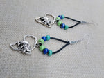 Silver Africa Earrings Leather Dangle Beaded Women Jewelry Black Green Blue