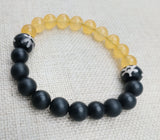 Bracelets Black Yellow White Beaded Stretch Handmade Gift Unisex