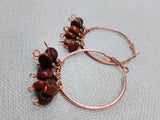 Copper Earrings Hoop Jewelry Beaded Dangle Women Stainless Steel
