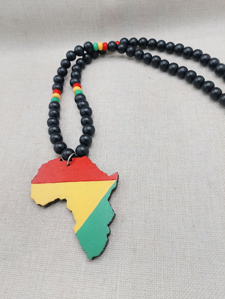 Africa Necklace Beaded Men Jewelry Ghana Rasta Red Yellow Green