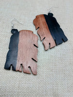 Wood Leaf Earrings Mahogany Carved Dangle Nature Women Gift Idea Unique