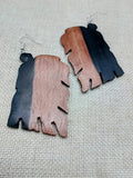 Wood Leaf Earrings Mahogany Carved Dangle Nature Women Gift Idea Unique