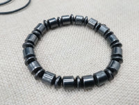 Stone Necklace Hematite Jewelry Set Beaded Bracelet Silver