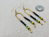Jamaica Earrings Women Gold Long Beaded Jewelry Handmade Beaded Green Yellow Black