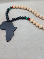 Large Africa Necklace RBG Pendant Pan African Beaded Jewelry Men Black Gift
