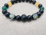 Men Bracelets Beaded Black Yellow Green Jamaican inspired