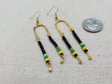 Jamaica Earrings Women Gold Long Beaded Jewelry Handmade Beaded Green Yellow Black