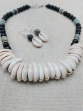 Women Cowrie Shell African Turquoise Beaded Necklace Jewelry Set Necklace Earrings Handmade Gift