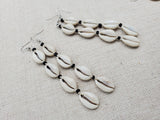 African Jewelry Cowrie Shell Earrings Women Dangle Long Black Beads Boho