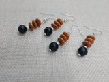 Women Earrings Black Brown Small Dangle Beaded Jewelry Silver